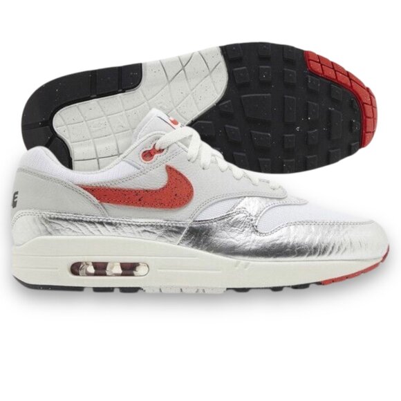 Nike Air Max 1 Premium 'Hot Sauce' Chile Red/Metallic Mens Shoes HF7746 100 NEW